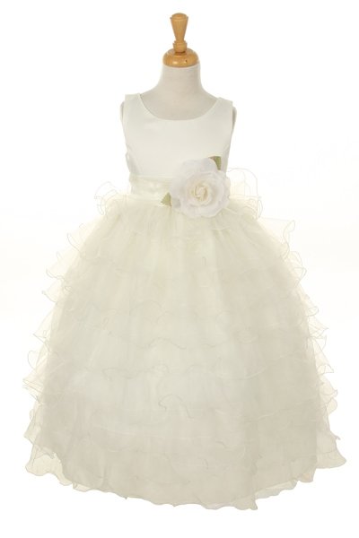 ivory ruffled organza flower girl dresses